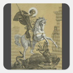 Sint Joris – Premium "Sunburst Gold" Art Vierkante Sticker
