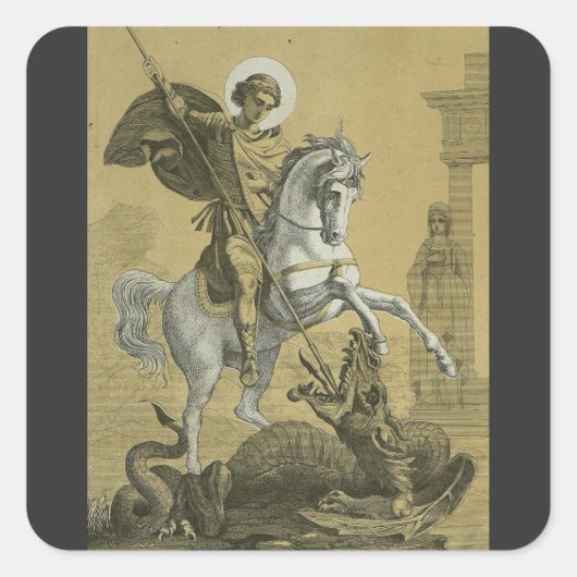 Sint Joris – Premium "Sunburst Gold" Art Vierkante Sticker (Voorkant)