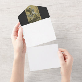 Sint Joris – Premium "Sunburst Gold" Kunst All In One Uitnodiging