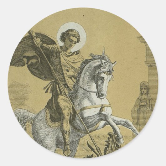 Sint Joris – Premium "Sunburst Gold" Kunst Ronde Sticker (Voorkant)