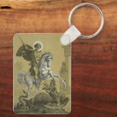 Sint Joris – Premium "Sunburst Gold" Kunst Sleutelhanger (Achterkant)