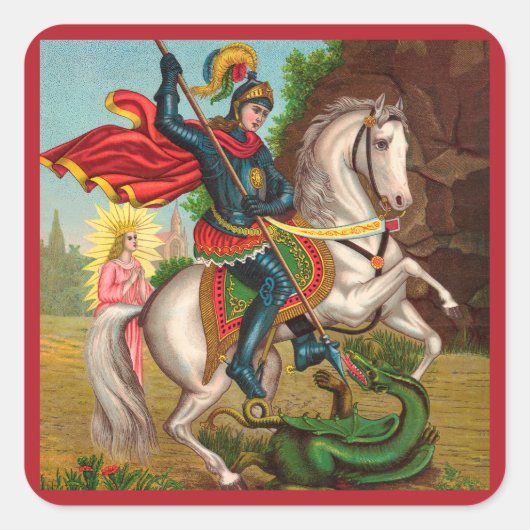 Sint-Joris redt de prinses Vierkante Sticker (Voorkant)