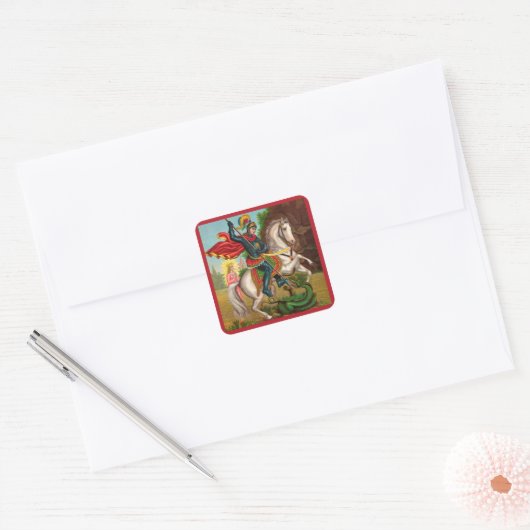 Sint-Joris redt de prinses Vierkante Sticker (Envelop)