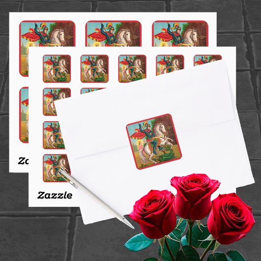 Sint-Joris redt de prinses Vierkante Sticker