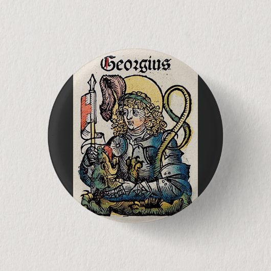 Sint-Joris uit de Neurenberger Kroniek Ronde Button 3,2 Cm (Voorkant)