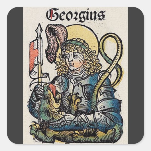 Sint-Joris uit de Neurenberger Kroniek Vierkante Sticker (Voorkant)