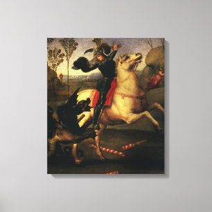 Sint-Joris vecht met de draak door Raphael Sanzio Canvas Afdruk