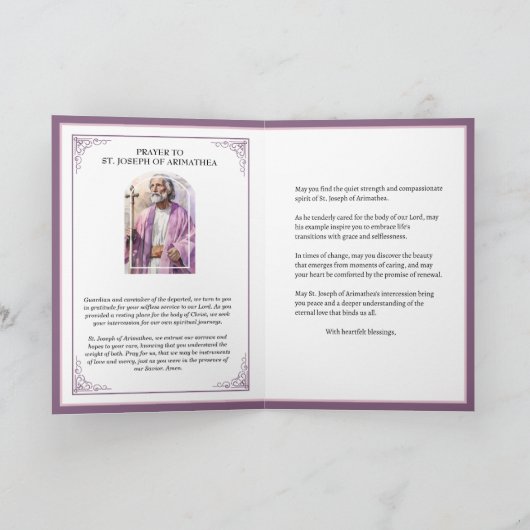 Sint-Joseph Arimathea Funeral Directors Religious Kaart (Binnen)