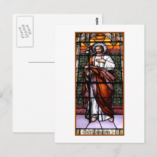 Sint-Joseph bidt voor ons - gekleurd glazen raam Briefkaart (Voorkant / Achterkant)