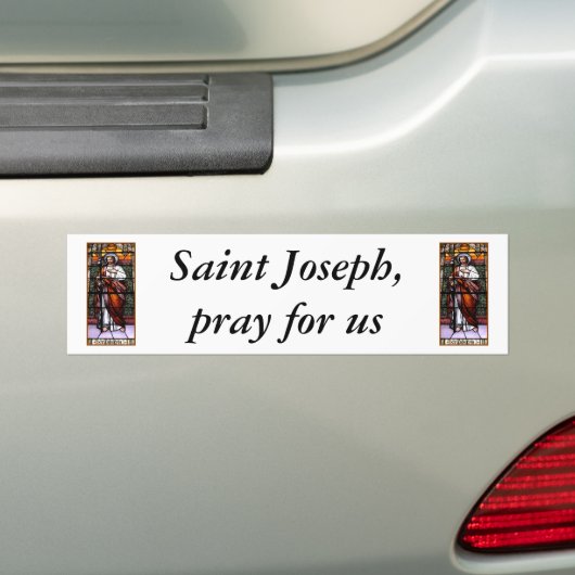 Sint-Joseph bidt voor ons - gekleurd glazen raam Bumpersticker (Op auto)