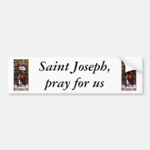 Sint-Joseph bidt voor ons - gekleurd glazen raam Bumpersticker