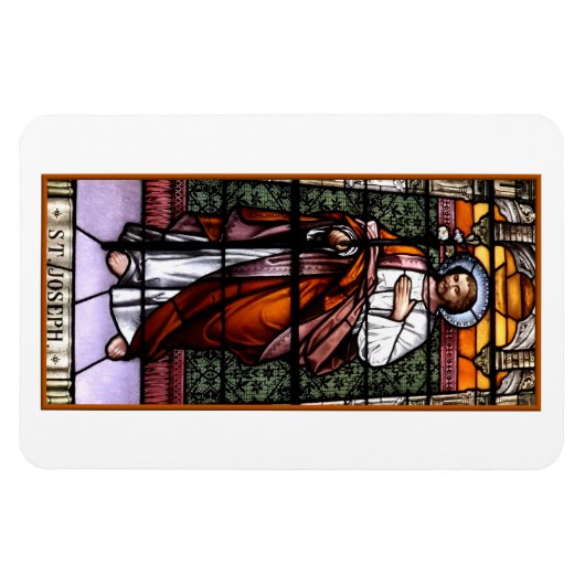 Sint-Joseph bidt voor ons - gekleurd glazen raam Magneet (Horizontaal)