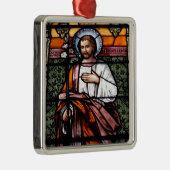 Sint-Joseph bidt voor ons - gekleurd glazen raam Metalen Ornament (Rechts)