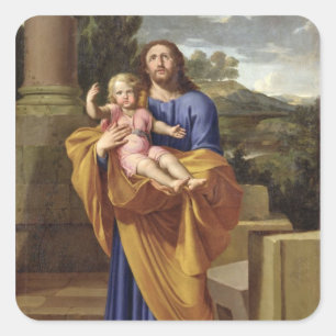 Sint Joseph Carrying the Baby Jesus, 1665 Vierkante Sticker