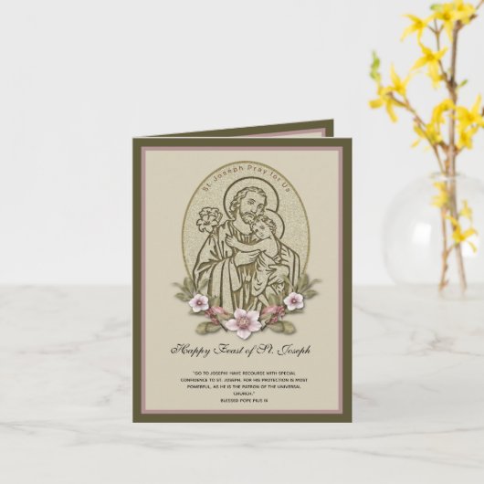 Sint-Joseph Child Jesus Feast Day Floral Kaart (Gele Bloem)