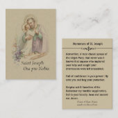 Sint-Joseph Child Jesus Memorare Heilige Kaart Visitekaartje (Voorkant / Achterkant)