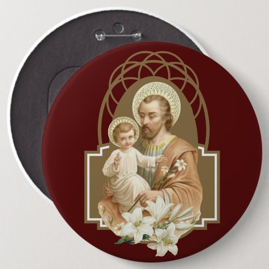 Sint Joseph Child Jesus met Lily Religious Ronde Button 6,0 Cm (Voorkant /achterkant)