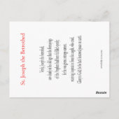 Sint Joseph de Betrothed Prayer Card Briefkaart (Achterkant)