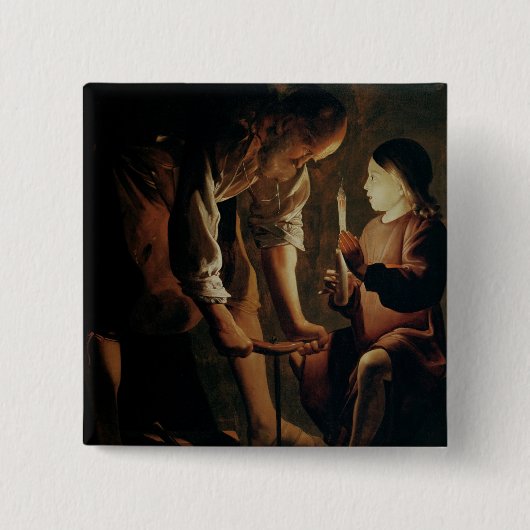 Sint-Joseph, de Carpenter Vierkante Button 5,1 Cm (Voorkant)