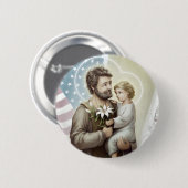 Sint Joseph de Protector Ronde Button 5,7 Cm (Voorkant /achterkant)