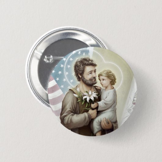 Sint Joseph de Protector Ronde Button 5,7 Cm (Voorkant /achterkant)