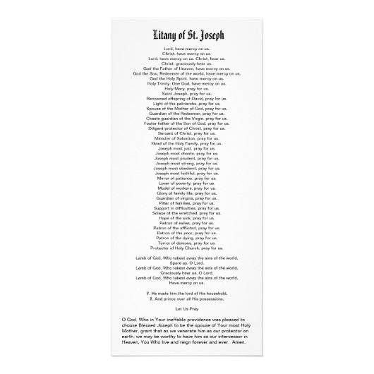 Sint-Joseph (Detail; DT 01) Rack Kaart met Litany (Achterkant)