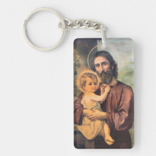 Sint Joseph en de Baby Jesus Sleutelhanger