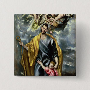 Sint Joseph en het Christus Kind, 1597-1999 Vierkante Button 5,1 Cm