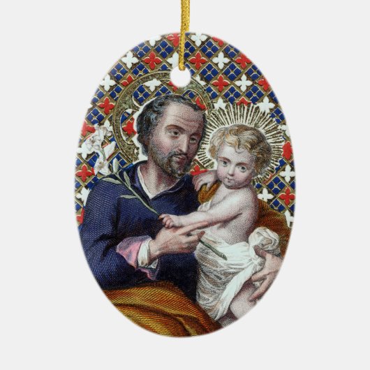 Sint Joseph en het Christus Kind (DPT 002) Keramisch Ornament (Voorkant)