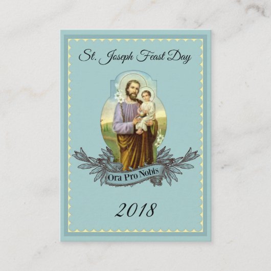Sint-Joseph Feast Day Memorare Prayer Heilige Kaar Visitekaartje (Voorkant)