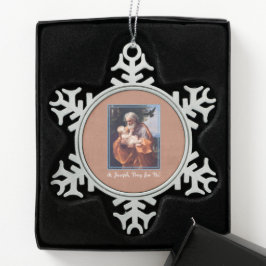 Sint-Joseph Feast Day met Baby Jezus Tin Sneeuwvlok Ornament