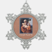 Sint-Joseph Feast Day met Baby Jezus Tin Sneeuwvlok Ornament (Voorkant)