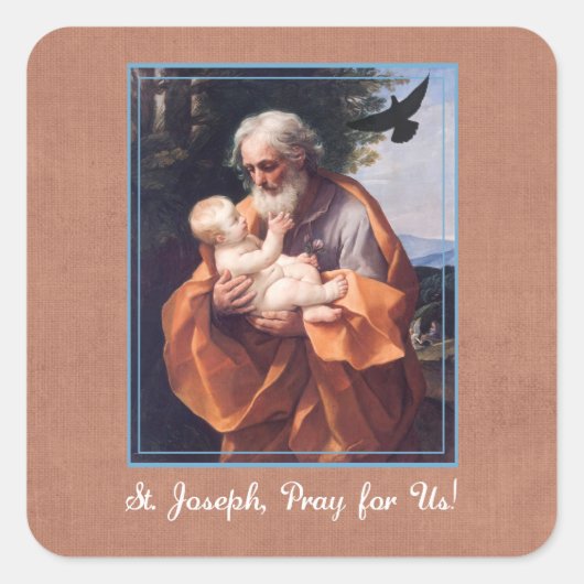 Sint-Joseph Feast Day met Baby Jezus Vierkante Sticker (Voorkant)