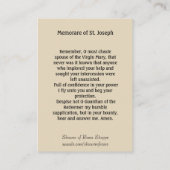 Sint-Joseph Jesus Angels Memorare Prayer Visitekaartje (Achterkant)