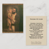 Sint-Joseph Jesus Angels Memorare Prayer Visitekaartje (Voorkant / Achterkant)