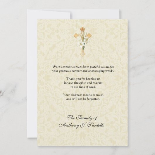 Sint-Joseph Jesus Katholieke condoleances Dank u Bedankkaart (Achterkant)