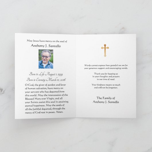 Sint-Joseph Jesus Katholieke condoleances Dank u Bedankkaart (Binnen)