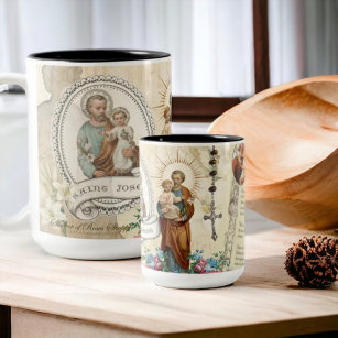 Sint-Joseph Jesus  katholieke gebeddenkers Memorar Tweekleurige Koffiemok