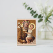Sint-Joseph Jesus Lily Memorare Prayer Visitekaartje (Staand voorkant)