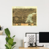 Sint Joseph Missouri 1868 Antiek Panoramische Kaar Poster (Thuiskantoor)