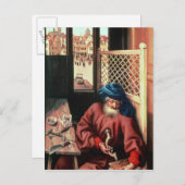 Sint Joseph Portrayed als middeleeuwse timmerman Briefkaart (Voorkant / Achterkant)