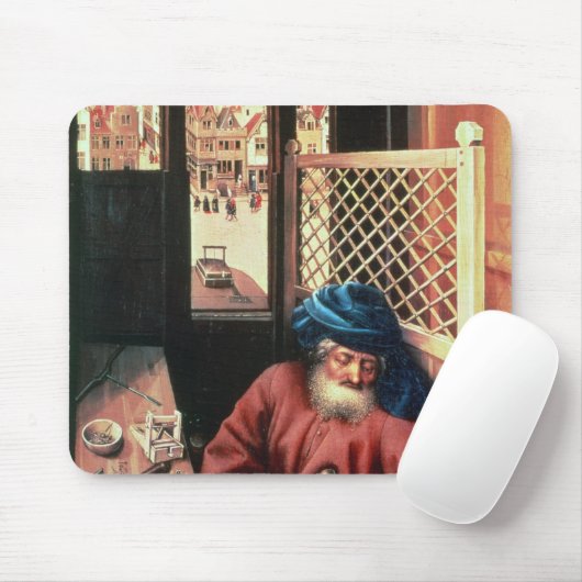 Sint Joseph Portrayed als middeleeuwse timmerman Muismat (Met muis)