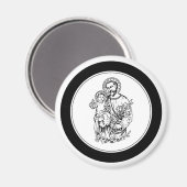 Sint Joseph Pray voor ons zwart, wit, katholiek Magneet (Voorkant / Achterkant)