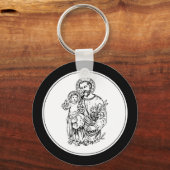 Sint Joseph Pray voor ons zwart, wit, katholiek Sleutelhanger (Voorkant)