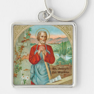 Sint-Joseph the Worker (BK 31) Square Metal Sleutelhanger