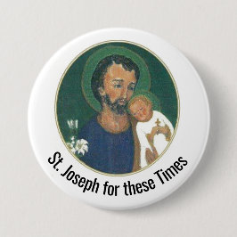 Sint Joseph voor deze Times Ronde Button 7,6 Cm