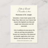 Sint-Joseph Wedding Favor Prayer Kaart Religieuze Visitekaartje (Achterkant)