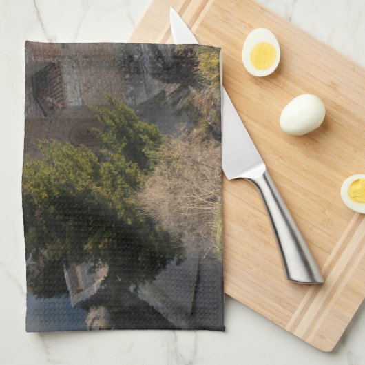 Sint-Jovan-kerk op het meer van Ohrid, Macedonië Theedoek (Quarter Fold)