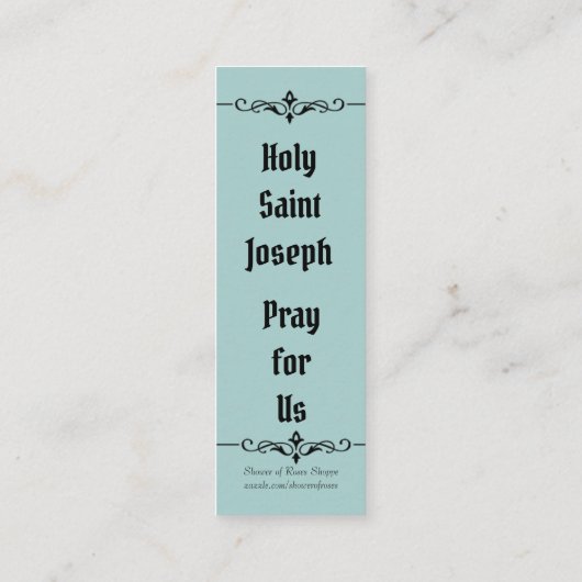 Sint-Jozef Altar Feast Day Heilige Kaart Favor Mini Visitekaartje (Achterkant)