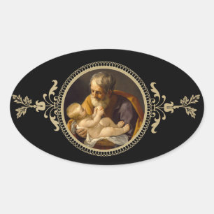 Sint Jozef & Baby Jesus Ovale Sticker